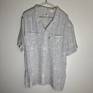 Levi's Classic Camp Camper Hawaiian Shirt Men's Size L Floral Relaxed Grey Soft